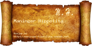 Maninger Hippolita névjegykártya